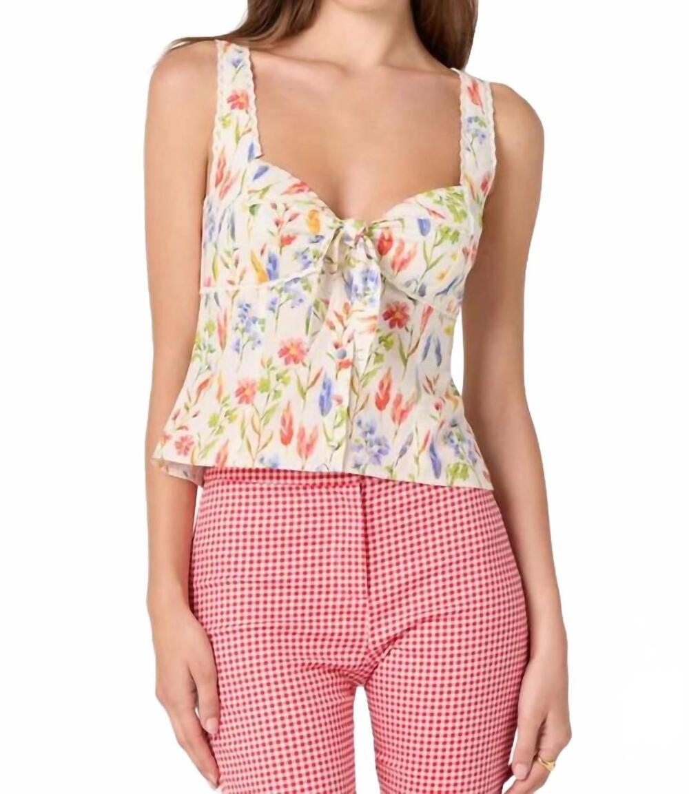 NEW ASTR theresa lace bustier tank top in white floral